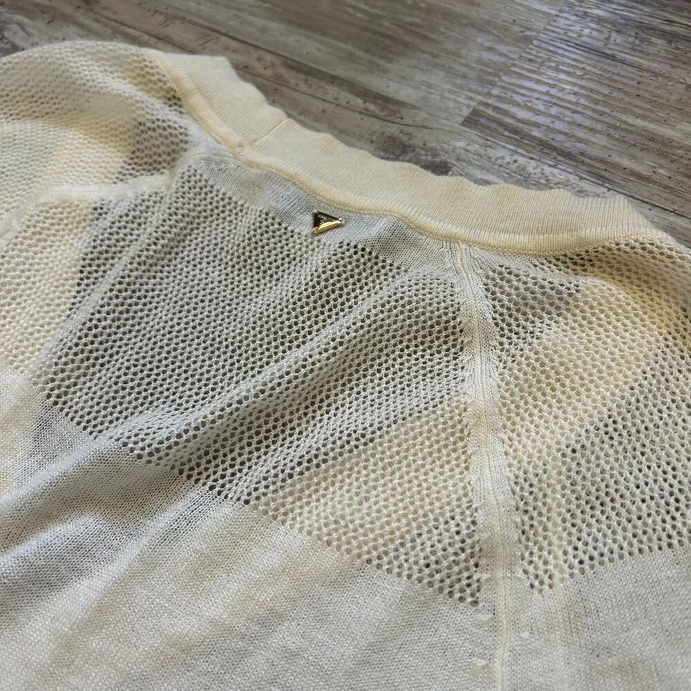 Guess Women's chic summer y2k streetwear cream mesh button up cardigan